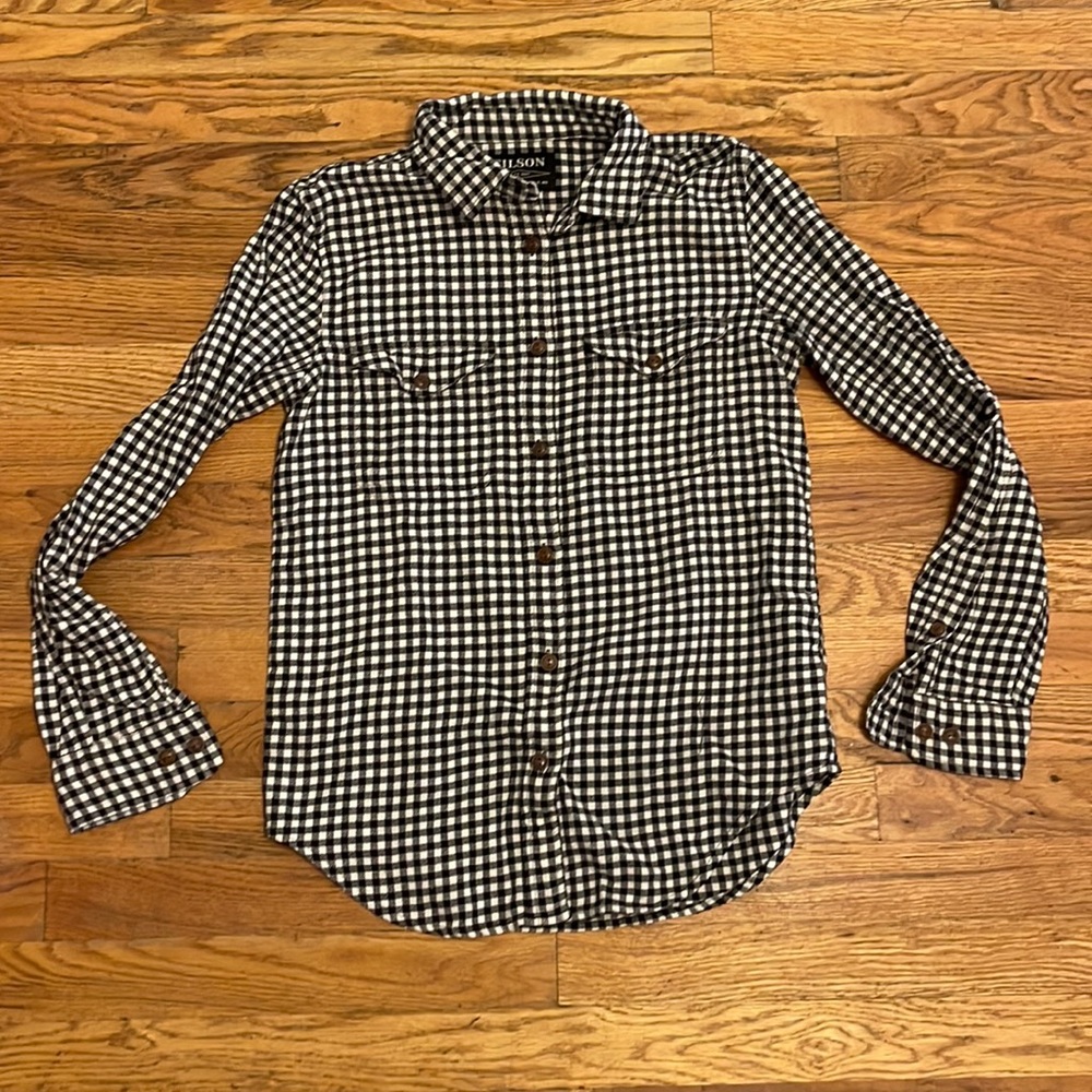 Filson women’s gingham button down shirt cotton small